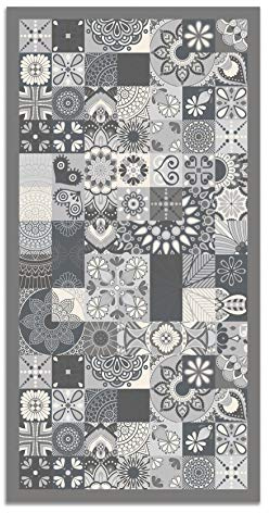 Panorama Tapis Vinyle - Modèle Carreaux Ciments Cuisine Gris 120x170 cm - Différentes Tailles - Deco Maison, Cuisine, Chambre et Exterieur