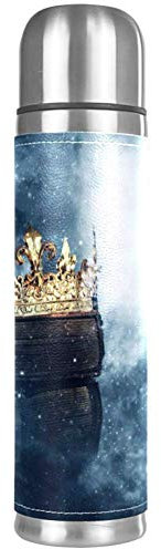 Wasserflasche mit japanischem Karpfen und Lotus-Muster, auslaufsicher, Edelstahl, Thermoskanne für heiße und kalte Getränke, 500 ml, für Büro, Schule, Reisen 26x6.7cm/10.2x2.6 in mehrfarbig04