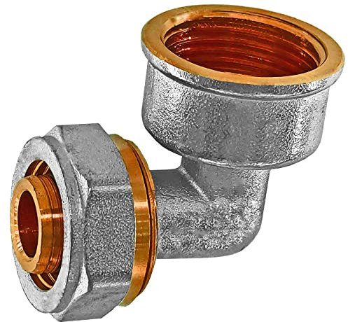 MegaHaustechnik Übergangswinkel mit ½ Rohr Zoll Innengewinde IG Schraub-Fitting für Mehrschichtverbundrohr 16x2 mm (AußenØ x Wandstärke) aus Messing Verschraubung Trinkwasser geeignet