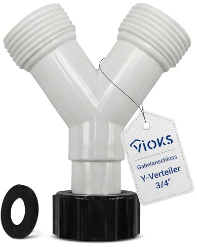 VIOKS Y-Verteiler Doppelanschluss Gabelanschluss 3/4 für Zulaufschlauch | Adapter Ablaufschlauch Verlängerung für Wasseranschluss Verteiler Anschluss für Waschmaschine Geschirrspüler