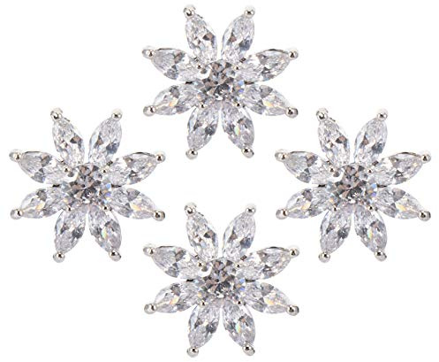 Amosfun Shirt Buttons 4pcs Rhinestone Buttons Snowflake Crystal Sewing Christmas Fastening for DIY Scrapbooking Craft Embellishments Rhinestone Embellishments