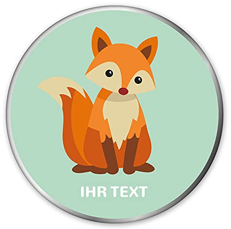 Metalldose personalisiert mit Namen, rund, Ø 15 x 5 cm, Fuchs | Metall | Personalisierbare Geschenkdose für Kinder, Kekse, Plätzchen, Tee & Kaffee | Ø 150 x 50 mm