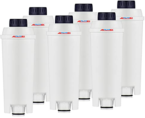 ALFILTREX 6er-pack Wasserfilter ersetzt Filterpatrone DLS C002 DLSC002, Filterpatronen SER 3017 SER3017 für Kaffeemaschinen Magnifica, Caffe, Cappuccino, ECAM, ESAM, ETAM, BCO, EC von DeLonghi