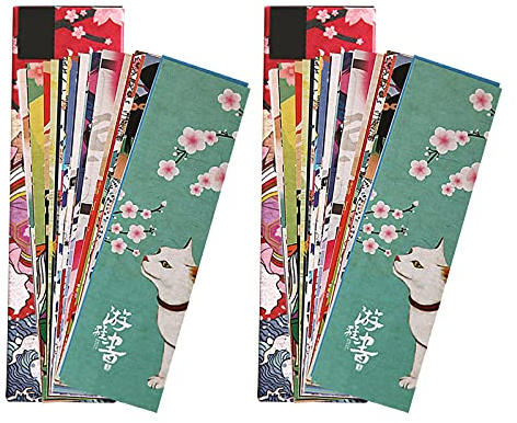 Fyfjur 60 ark vintage japansk stil papper bokmärke set – kreativt skrivbart papper bokmärken present till skolestudenter, boka vänner som läsmarkörer