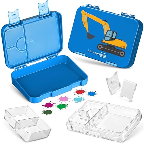 My Vesperbox® Brotdose für Kinder mit Fächern [LEN] - Lunchbox mit Trennfächern - Bento Box - Jausenbox - Brotzeitbox für Schule & Kindergarten - Vesperdose für Jungen & Mädchen