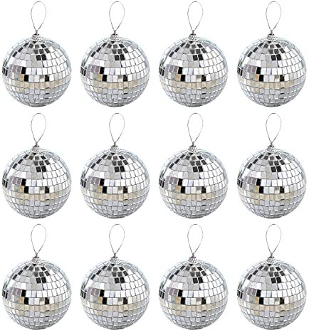 ZXCFTG Spiegel-Diskokugel zum Aufhängen, Diskokugeln, Partydekoration für DJ-Lichteffekt, Heimdekorationen, Bühne, Weihnachtsbaum, 12 Stück