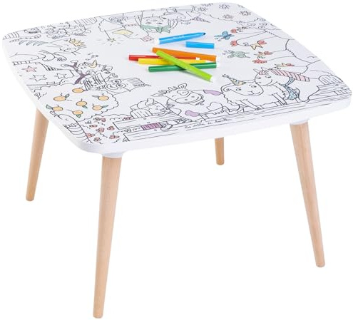 DB Kids Coloritable | Table à Colorier pour Enfant | Dessin et Coloriage à l'eau sans Fin | Table d'Activité en Bois | Inclus 8 Feutres | Montessori 3 Ans et + (La Ferme)