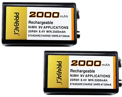 Batteria ACCU Batteria Ricaricabile 9V Ni-MH 2000Mah NiMH 6F22 6LR61 6KR61 6HR61 17R8H | Sostituiscono le Batterie 9V Non Ricaricabili | Giocattolo TELECOMANDO Lampada Auto...