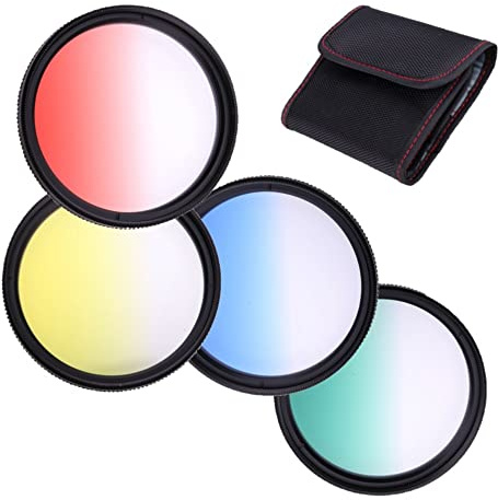 Set di filtri a colori graduati per fotocamera Panasonic Lumix FZ330 FZ300 FZ200 FZ150 FZ100, inclusi filtri graduati rosso, giallo, blu, verde