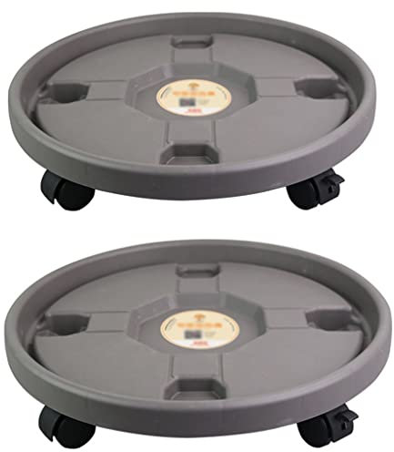 DUNAKE Pflanzenroller Fuer Den Aussenbereich Rund, Rollbrett Pflanzen Rund Untersetzer Mit 4 Rollen Rund Blumentopf Untersetzer Plastik Zum Einfachen Bewegen (Color : Grey, Size : 16 inch)