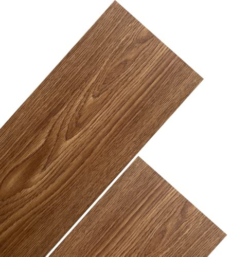 MAKA Pavimento PVC Adesivo Effetto Legno Parquet Listone (15 PZ) Rivestimento Vari Colori Rovere Rustico Pellicola Copri Piastrelle Autoadesivo senza Ftalati Interno 2 metriquadri (Quercia Scura)