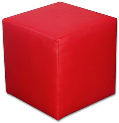 Best for Home - Sitzhocker | Bodenkissen Hocker | Sitzwürfel Kunstleder | Fußhocker Wohnzimmer Gepolstert | 40x40x40 | Holzwerkstoff (Rot)