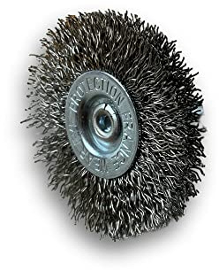 Kibros Lot 10 brosses rot. circ. inox dur Ø 50 mm 8 mm tige | Pour perceuse ou visseuse à mandrin, fil inox dur Ø 0,30 mm, décapage brossage sans rouille.