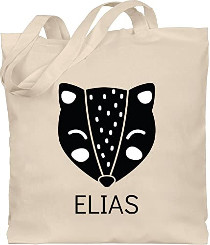 Baumwolltasche - Skandi Style Tasche Scandi bedruckt - Fuchs mit Name - Unisize - Naturweiß - personalisierter jutebeutel kinder stoffsackerl kind einkaufstasche kindergarten für jutetasche