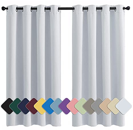 MENGH Lichtundurchlässige Vorhang Ösenschal Verdunkelnd Geräuschreduzierung leichte weiche, für Wohnzimmer Schlafzimmer Tür Weiß 1 Stück, 100x100cm(HxB)