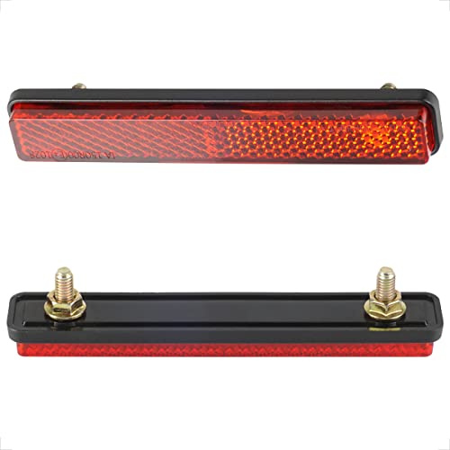 evermotor Reflektor Motorrad Hinten, Katzenauge, 2 Stück, E-geprüft, 108mm | 108x18x6mm, M5-Schrauben, E4, Roter Kennzeichen Rückstrahler Motorrad, Multifunktional, für Fahrrad, Roller, Motorräder