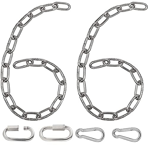 OWOAOOwl 2 stücke Edelstahl Ketten,Hängesessel Kette,Gliederkette mit Karabiner Edelstahl, Stahlkette 60CM, Ø4mm Rundstahlkette,Metallkette, Edelstahlkette für Hängesessel, Hängematten-Sets Boxsäcke