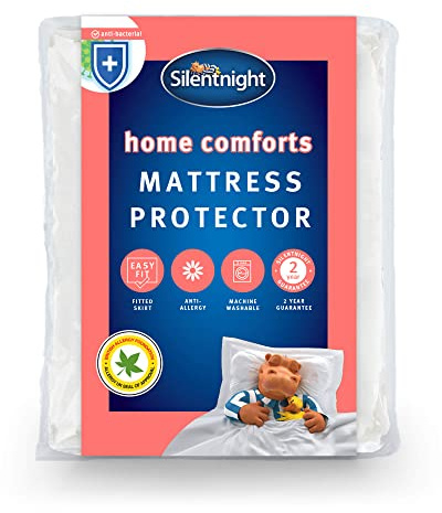 Silentnight Home Comforts Protège-Matelas – Housse de Protection pour Matelas Simple avec propriétés antibactériennes et Sangles élastiques Profondes – Empêche l'usure du Matelas – 190 x 90 cm