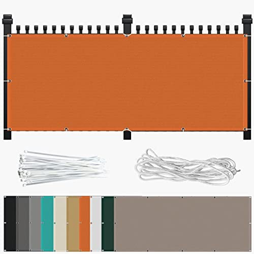 Balkon Sichtschutz Seitenmarkise 115 x 250 cm mit Ösen Kabelbinder Wetterfest Segeltuch PB2 PES 100% Polyester für Balkon Garten Balkongeländer, Orange
