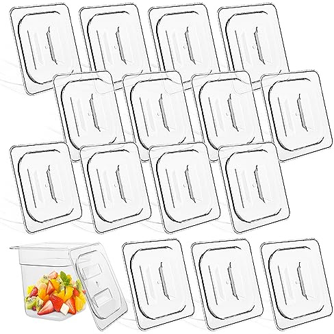 15 Pcs Polycarbonate Food Pan Lids with Handle 1/6 Size Hotel Pan Clear Steam Pan Covers for Restaurant Hotel Commercial - Food Storage Containers Covers