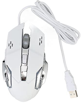 RGB-Gaming-Maus, Kabelgebundene PC-Gaming-Mäuse mit RGB-Hintergrundbeleuchtung, 4 Einstellbare DPI Bis zu 3600, Ergonomische Optische USB-Computermäuse mit 6 Tasten (Weiße hörbare Maus)