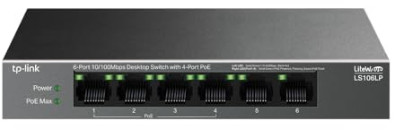 TP-LINK Commutateur de Bureau 6 Ports 10/100 Mbps avec 4 Ports PoE - LS106LP