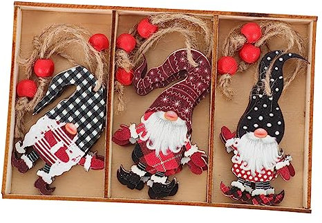 Zerodeko GNOME Hängeornamente 9er Set Handbemalt Holz Weihnachtsdeko Zwergenanhänger Weihnachtsmann Charm Festliche Wohndekoration
