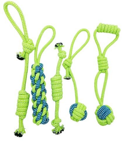 Indestructible Rope Toys for Dogs - Set of 5 Rope Dog Toys, Durable Puppy Teething Toys, Indestructible Dog Toys for Aggressive Chewers, Dog Rope Ball for Small and Medium Dogs