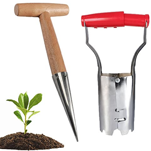 Ensemble de jardinières à bulbes, outils de plantation d'ampoules de jardin, transplanteur d'ampoules for la plantation, libération automatique du sol for creuser/remplir un trou avec marque de profon