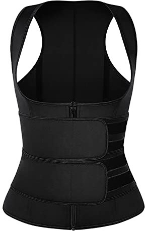 Dinglong Corsetto in Vita Regolabile da Donna con Nastro e modellatore per Il Corpo con Doppia Cerniera in Vita Reggiseno Senza Ferretto (Black, S)