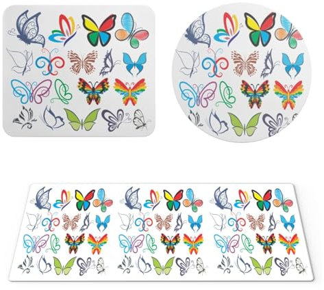 EHOMERY Tapis de Souris à Personnaliser Tapis Souris Gaming Anime Papillon Tapis de Souris Gaming pour pc 3XL The Office Mouse Pad - 3 Pack [30x80 cm, 20x24 cm and Dia 20 cm]