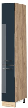 Vicco Apothekerschrank Fame-Line, Dunkelblau Hochglanz, 30 cm | MDF-Front · Metall-Vollauszüge · Höhenverstellbare Füße · Metallgriffe · ✓ Frei kombinierbar