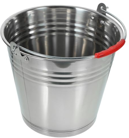 BESTonZON Seau Rond en Acier Inoxydable 410 avec Poignée Construction Monobloc et Fond Extra-épais de 14l Seau Multifonctionnel pour Stockage d'eau ou Usage Domestique