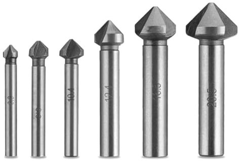 Senker Metall, 6 Stück Kegelsenker Satz, Kegelsenker Set, Kegelsenker Bohrer, für Edelstahl Gusseisen Aluminium Kupfer Kunststoff