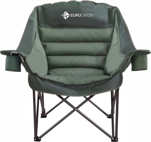Eurocatch Comfy Club Chair XXL - Fällstol med 2 mugghållare - Campingstol - Campingstol - Tjockt vadderad - inkl förvaringsväska