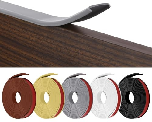 Flintronic 10 m x 20 mm U-form flexibelt möbelkantband, baby säkerhet baby kantskydd, självhäftande TPE träkantband, gör-det-själv möbelkant för bord, skåp, möbelrestaurering, grå