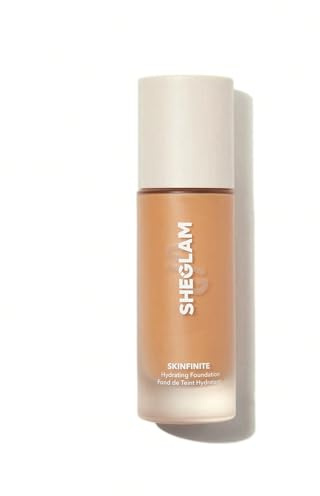 SHEGLAM Skinfinite Hydrating Foundation Flawless Dewy Foundation Hydrating Coverage Invisible Pore Concealer Pore-less Non-Greasy Lightweight Natural Soft Liquid Foundation-Almond