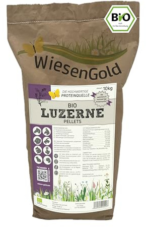 Bio Luzerne Cobs, WiesenGold® Bio Luzerne Pellets/Cobs (10kg) – Premium Pferdefutter, die natürliche Proteinquelle für Tiere, Melassefrei, ohne Zuckerzusatz, staubfrei
