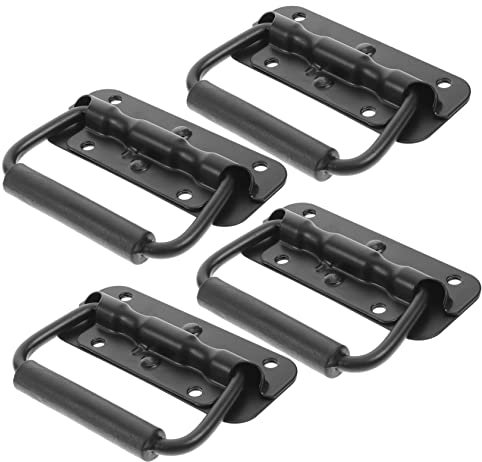 FELTECHELECTR 4Pcs Spring Loaded Surface Mount Handle Flush Mounted Door Handle for Tool Boxes Packing Cases and Industrial Equipment Easy Installation Lift Ring