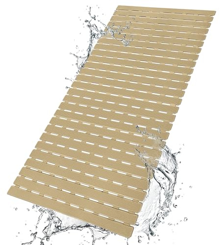 BEMISO Shower Mat Non Slip Bathtub Mat with Suction Cups and Drain Holes 37.4 x15.7 Inch Bath Mat for Tub & Shower.Easy Dry,Easy to Cut,Eco-Friendly