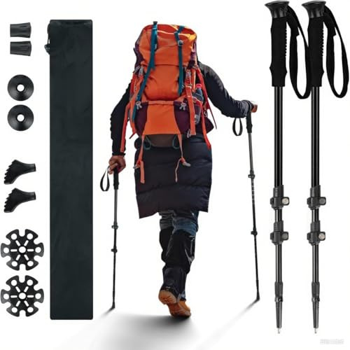 Ultra Light 7075 Aluminum Trekking Poles Telescopic Walking Sticks with Quick Release Flip Locks Adjustable for Hiking Camping and Travel Unisex for Men Women