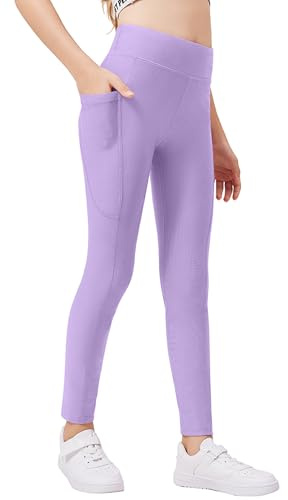 Arshiner Leggings pour Fille Violets Pantalons de Sport Thermiques Longs Pantalons de Jogging d'hiver en Polaire Fine Leggings de Yoga de Ski 160/13-14 Ans