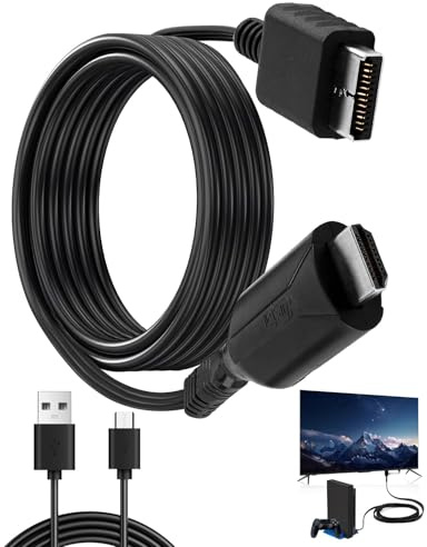PS1/PS2 to HDMI Adapter Cable, PS2 to HDMI Converter, HD Video Audio Multimedia Interface Cable Link Connector Supports 720P/1080P Compatible with PS1/PS2 Game Consoles HDTV Projector Monitor