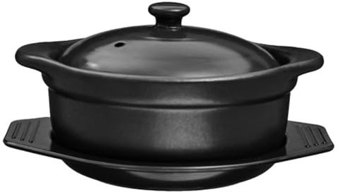 PEPLAYTAL Keramik Schmortopf mit Deckel und Untersetzer Multifunktionaler Casserole Topf für Braisiertes Hühnchen Suppen Reisgerichte Hitzebeständig Glatte Oberfläche Praktische