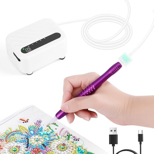 COZHYESS Diamond Painting Zubehör, Elektrischer Diamantkunststift für Diamantmalerei, Kabellos, Wiederaufladbar, Diamantkunst-Vakuumbohrstift-Werkzeuge für DIY 5D-Diamantkunst, Kein Wachs Erforderlich