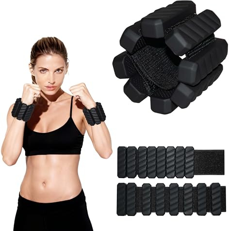 HRainbow Lot de 2 Poids Réglables pour Poignets et Chevilles pour Femmes et Hommes Bracelets Poids Entraînement Complet du Corps Gym à Domicile Yoga Pilates Aérobic (Noir)