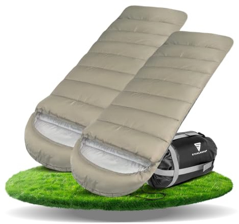 STAHLWERK Schlafsack 220 x 80/68 cm bis 5°C - Leichter Outdoorschlafsack 220 cm, 330g/m2 Füllung, extralanger Campingschlafsack, Mumienschlafsack