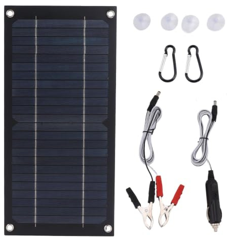 Caricabatterie solare per auto a energia solare | Supporto per batteria del pannello solare impermeabile 12 V | Caricabatterie portatile Camion, auto, camper, motoslitta, moto, trattore, Plug and Play