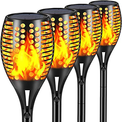 Solar Lights Upgraded, Waterproof Flickering Flames Torches Lights Outdoor Solar Spotlights Landscape Decoration Lighting Dusk to Dawn Auto On/Off Security Torch Light for Patio Driveway (4) (4)