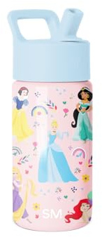 Simple Modern Kids Summit Water Bottle with Straw Lid | Disney Princess 14oz Stainless Steel Cup Insulated Tumbler for Girls, School | Princess Rainbows